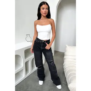 Varski Semi-Wide Leg Jeans - Black Denim