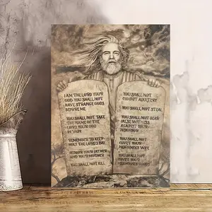 1pc Wooden Framed Timeless The Ten Commandments Canvas Painting Art Prints Wall For Bedroom Living Room Decor Elegantly Inspirational quotes Canvas Print Poster Picture With Framed Ready to Hang Gift