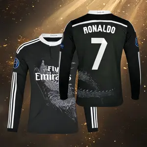 14 15 Third Away Black 7# Cristiano Ronaldo Long Sleeve Soccer Jersey Fans Version