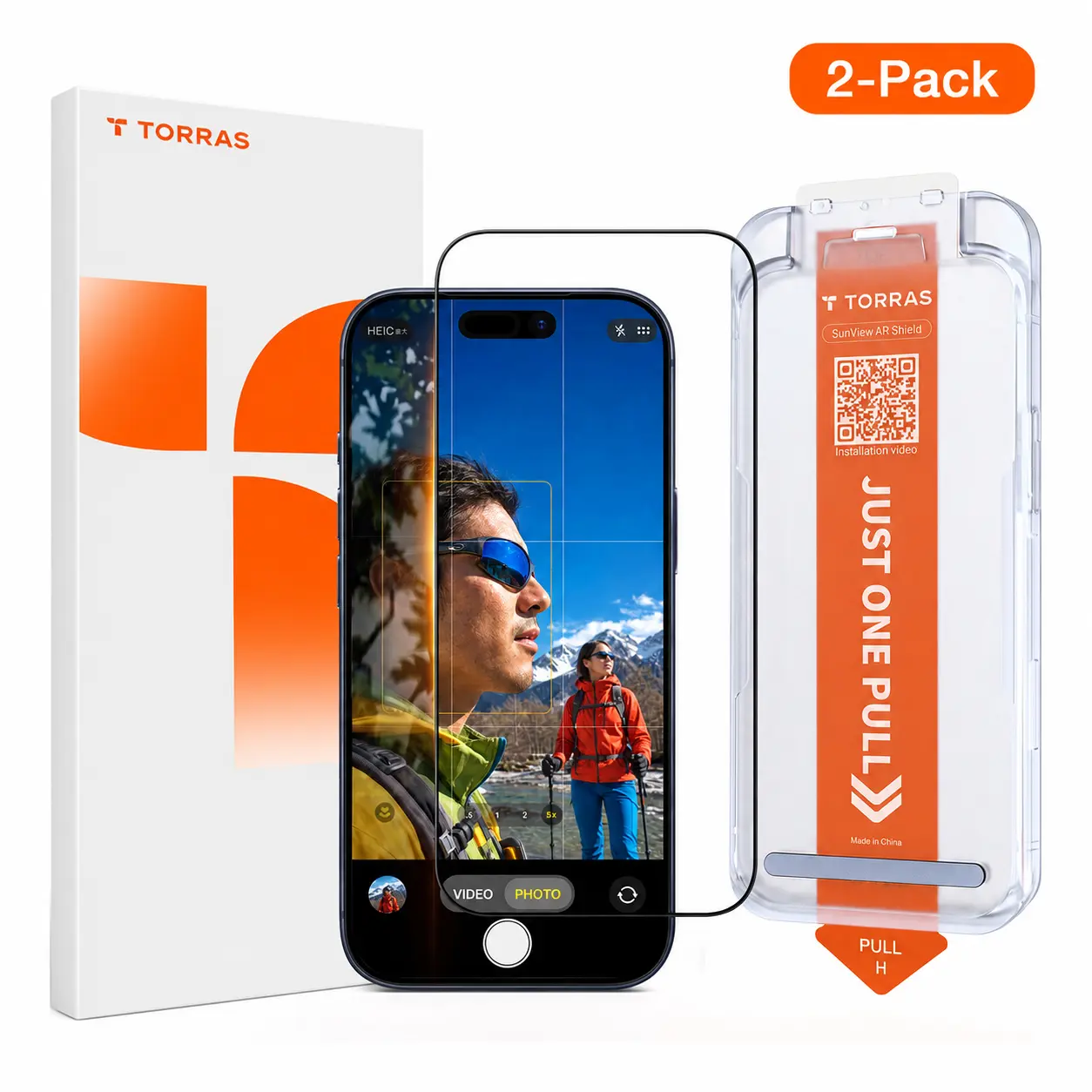 TORRAS (2-Pack) SunView AR Ultra Screen Protector for iPhone 18/17/16 Series, Google Pixel, Samsung - 1-Pull Easy Installation, Drop Tested, Anti-Scratch, Shockproof, HD Clear, Smooth, Privacy Pro Protection, 1-Year Free Replacement Mobile Phone Accessory