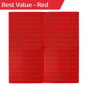Red Metal Pegboard Pack - Two 32in x 16in Pegboard Tool Boards