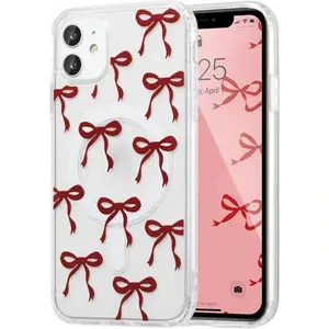 Bowknot style, wireless lightweight transparent ribbon aesthetic phone case, anti-yellowing, shockproof protective case, compatible with iPhone 17/16/15/14/13/12/11/X/XS/XS Max, a perfect holiday gift for friends, family, or yourself.