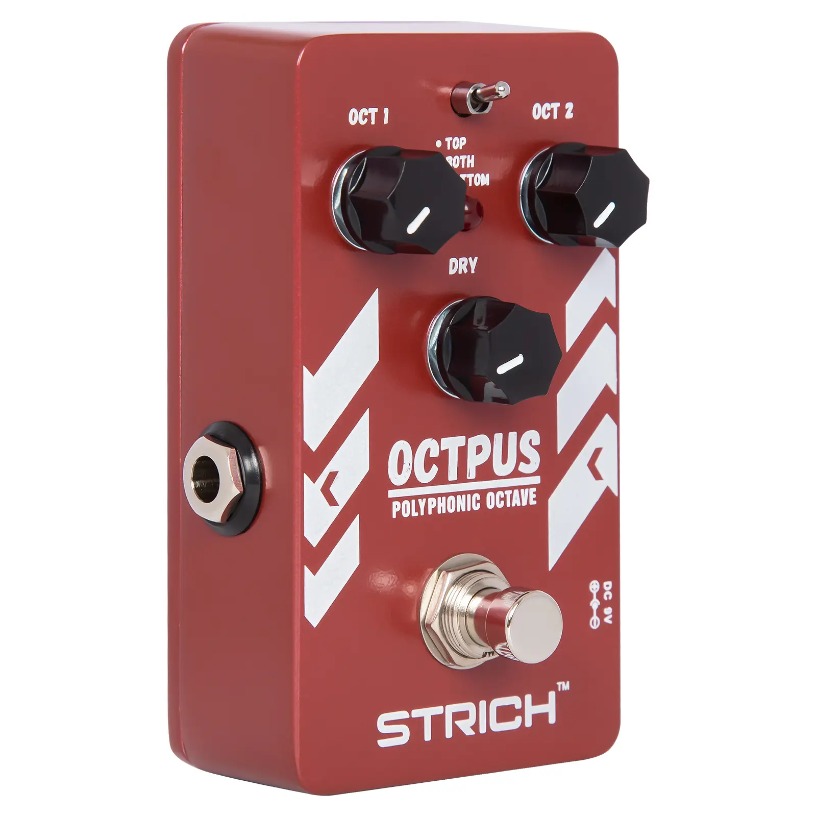 STRICH Polyphonic Octave Guitar Pedal, Digital 3 Modes Octave Shifter with Top/Both/Bottom Selection, Compact & Practical Aluminum Build, True Bypass for Electric Guitar, Red