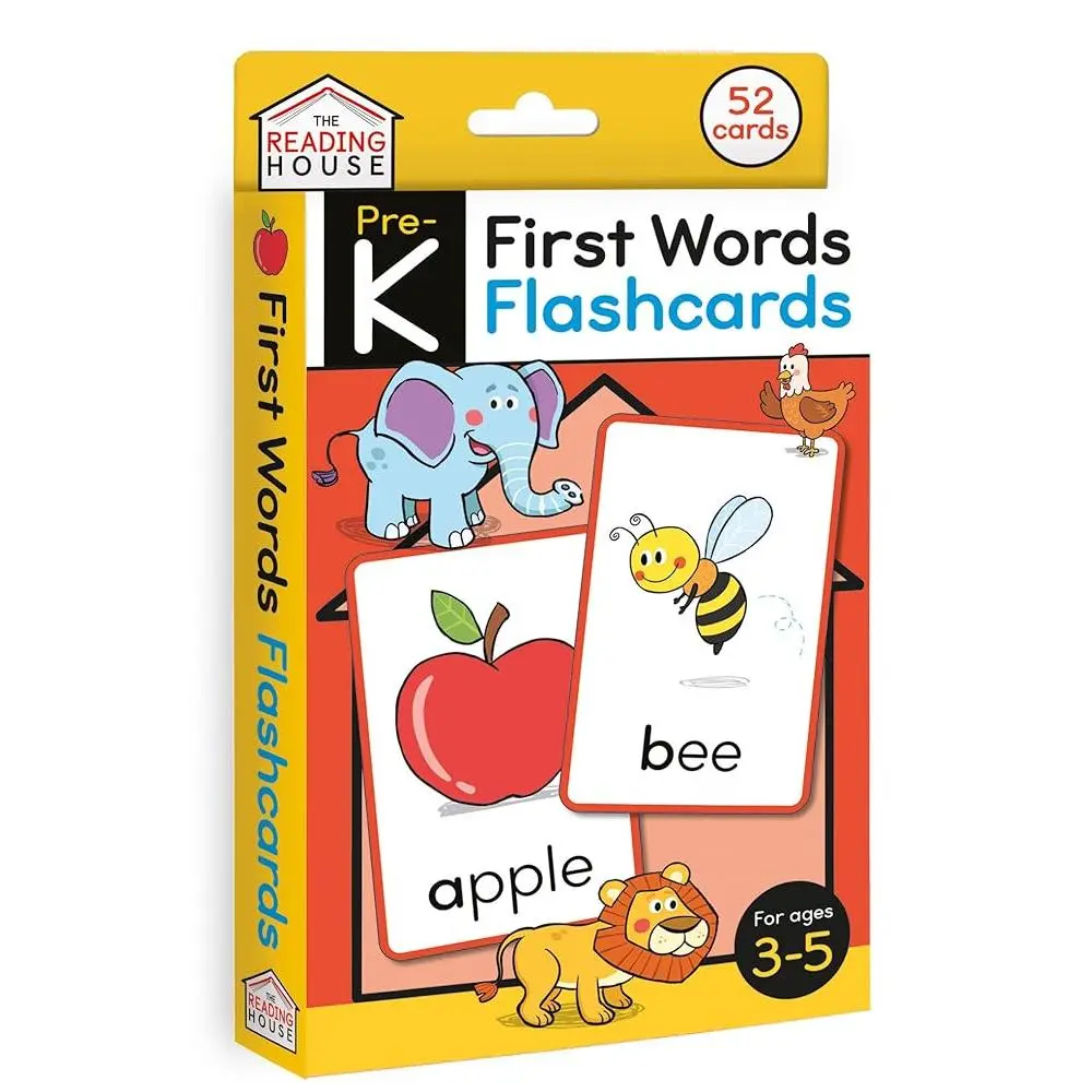First Words Flashcards: Flash Cards for Preschool and Pre-K, Age 3-5, Learning to Read, Sight Word, 52 First Words in Preschool and Kindergarten, Phonics, Memory Building (The Reading House)
