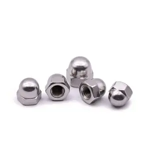 M6-1.0 Acorn Cap Hex Locknuts 30 count 304 Stainless Steel 18-8, Bright Finish