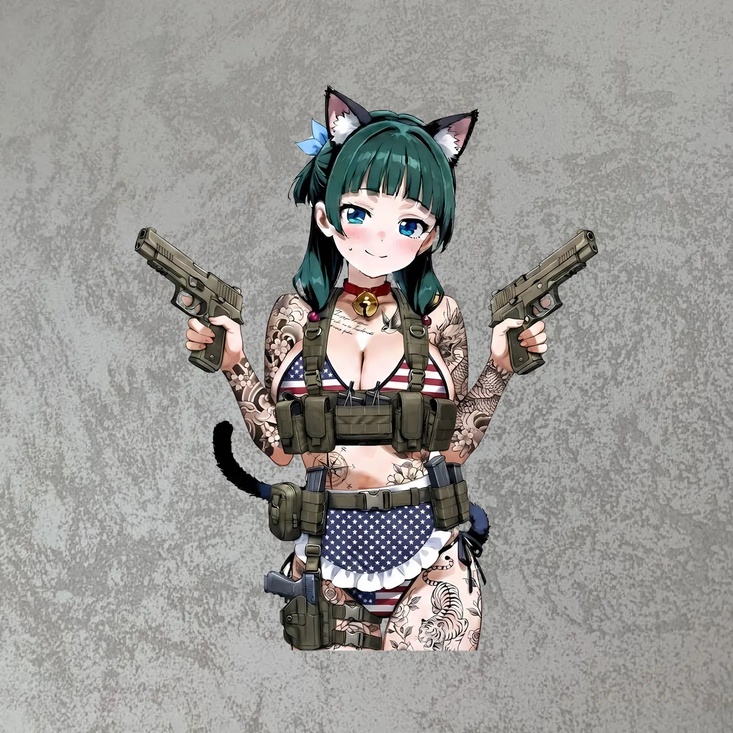 Maomao Hood Maid Patriotic Tactical Decal, Waterproof Vinyl Sticker, America 250 Years Freedom, Tumbler Cup Laptop Sticker