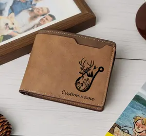 Personalized Hunting & Fishing Wallet, Fish, Forest, hunters, fishermen, outdoor enthusiasts, gift, Hunting, Fishing, Adventurous, Fish hook, Deer head Craft leather wallet,Slim Wallet,Minimalist,Men’s Wallet,Card Holder,Trendy 2025,Luxury