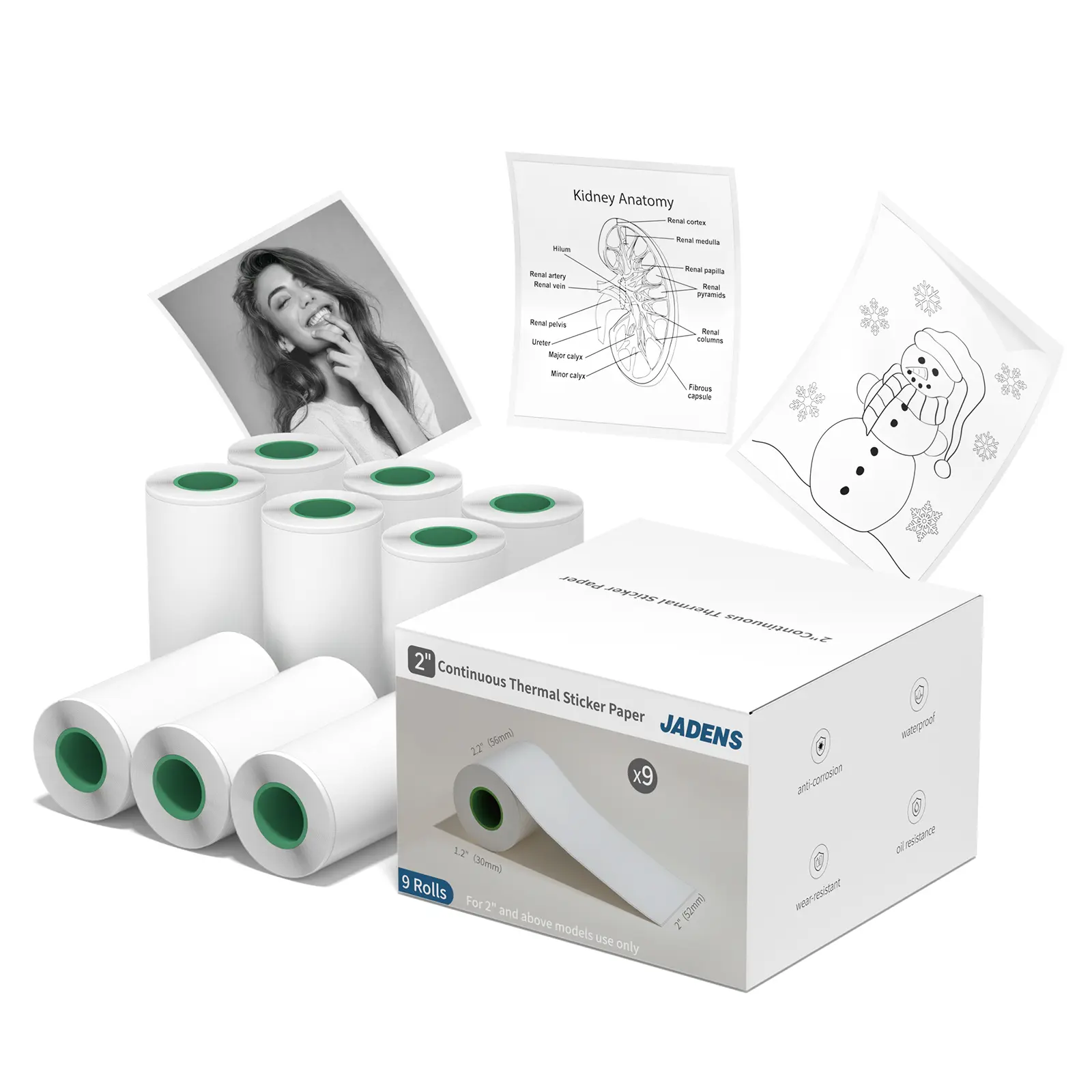 9 Roll 2‘’ White Sticker 