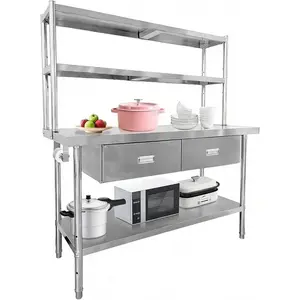 Stainless Steel Table with Drawers, 48"X24" Prep Table for Commercial Kitchen, Heavy-Duty Work Tables Workbench with Adjustable Undershelf for Home Kitchen Restaurant Garage