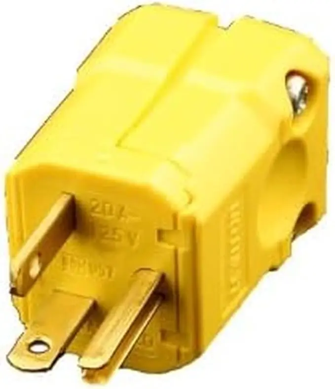 Leviton Manufacturing 158201 Nylon Cord Plug - 20A, 125V, Durable Electrical Replacement Plug, Yellow