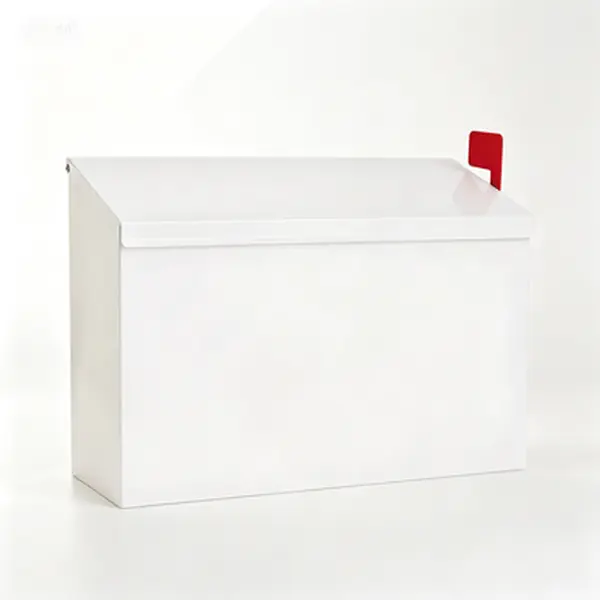 White Galvanized Steel Rectangle Wall Mount Mailbox (Hardware) - Vinyl-Paint Finish, Postman-Ready, Rust-Resistant, Durable, Large Capacity with Flag & Sliding Cover, 14.2"x9.5"x4", Outdoor House Use, 3 Reflective Numbers, Rainwater Slide-Off, 2 Zip Ties