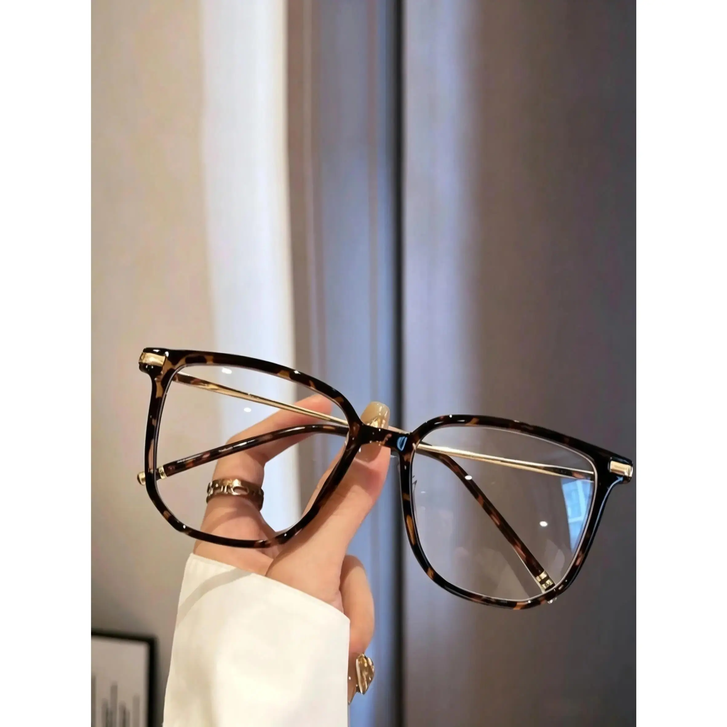 Unisex Leopard Print Full Frame Blue Light Blocking Glasses - Casual Polycarbonate Frame Round/Square Shape Non-Prescription Eyewear for Office Work, Phone Viewing