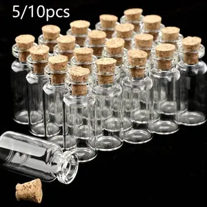 2ML Mini Glass Bottle with Cork Stopper, Round Glass Jar for Wish Floating, Candy Storage, Crystal Decor, Art Crafts, Wedding Favors, Small Bottle