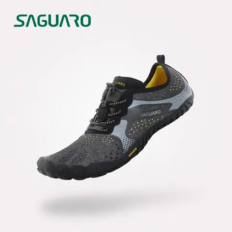 Saguaro Fast Barefoot Athletic Running Shoes - Men's & Women's Lightweight Running Trainers, Wide Toe Box, Toe-Free Space, Lace-Up Fit Control, Quick-Dry in Rain, Rubber Sole, Multi-Size, Grounded Walking, Breathable Outdoor (Father's Day Gift Option)