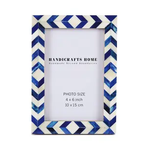 Photo Frame Mosaic Chevron Blue & White 4x6 Inch