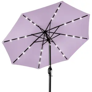 Best Choice Products 10ft Solar LED Lighted Patio Umbrella w/ Tilt Adjustment, UV-Resistant Fabric