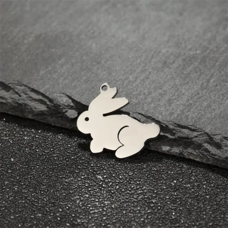 5pcs/lot Cute Rabbit Pendant for Women Stainless Steel DIY Animal Jewelry Making Bunny Charm Necklace Bracelet Accessories