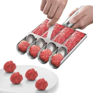 Three-In-One Meatball Maker Tool with Stainless Steel Spoon, Quick Uniform Size Meatballs or Round Pastries, Kitchen Essential