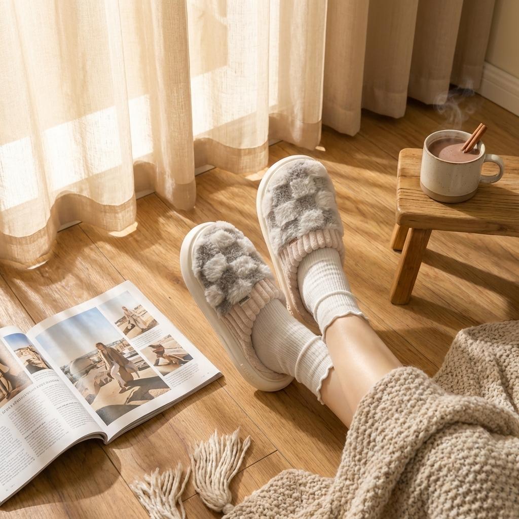 Women's Fuzzy Memory Foam Slippers Home Fuzzy Casual Indoor Outdoor Shoes with Memory Foam & Faux Fur Lining for Men Cozy Slippers Soft Footwear, Women's Shoes