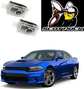 2 Pcs Never Fade Door Light Logo, Projection Ghost Shadow Welcome Puddle Light Compatible with Charger Challenger 2013~Present Accessories (Scat Pack)