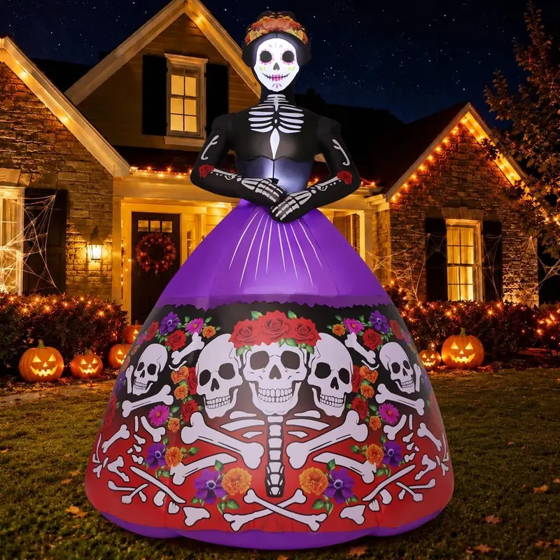 COMIN 9FT Halloween Inflatables Skull Lady Yard Decor