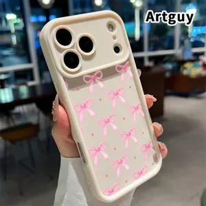 TPU Phone Case for iPhone 17 Pro Max 16 15 14 Plus 13 12 Mini 11 XR X XS Air E  Pink Bow Symphony Pattern Full Body Protection Shockproof Soft Silicone Cover Cellphone Protective Casing
