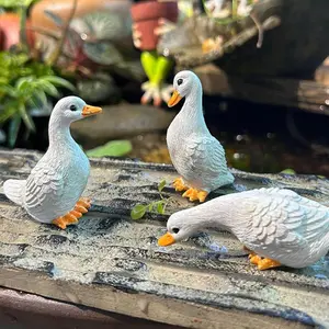 3Pcs Resin Animal Figurines Sculptures Cute Garden Statues Duck Statues Home Decor for  Outside Room Indoors Courtyard