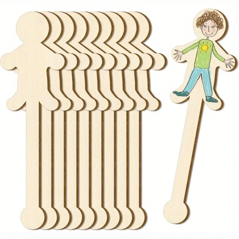 Wooden Craft Sticks | Humanoid Shape, Unisex Arts & Crafts Supplies for Classroom, Home Decor, and Creative Projects, Smooth Finish
