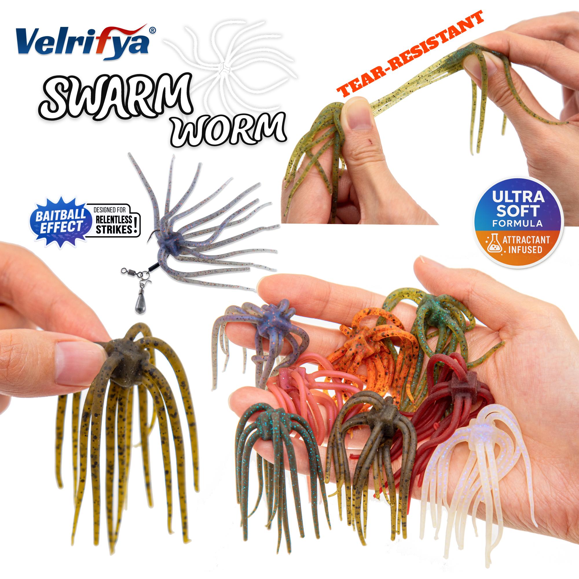 Japanese Finesse 01-Dirt Worm Tentacle Dice Shape Floating Soft Plastic Bait - for Bass Fishing, Drop Shot Rig, Wacky Rig - Outdoor Fishing Equipment for Jig Head Setups
