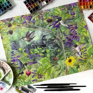 After the Rain. Original watercolor painting.