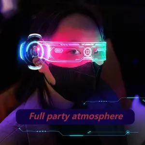 Seven-Color LED Light Glasses, Sci-Fi Style Eyewear, Christmas Party Bar Rave Tech Goggles, Trendy Lighting Accessories, Party Event Props
