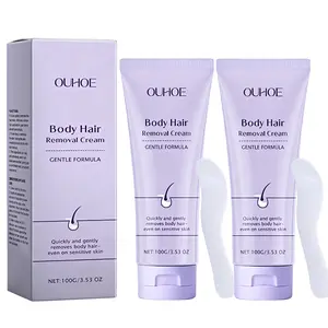 Gentle Body Hair Removal Cream for Women & Men, Painless Depilatory Cream for Sensitive Skin with Spatula, Removes Hair from Legs, Arms, Underarms & Bikini Area (2 Pack)