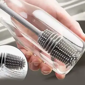 Silicone Cleaning Brush, Multifunctional Long Handle Clean Brush, Kitchen Cleaning Tool for Cup, Kettle, Baby Bottle, Household Cleaning Supplies, Home Cleaning Tool