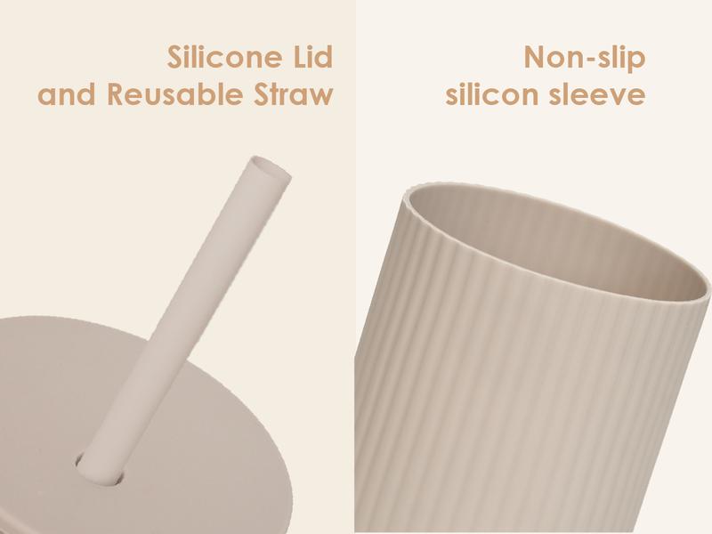 Sandjest Glass Tumbler 20oz with Straw and Lid, Glass Water Bottle with Silicone Sleeve, Smoothie Iced Coffee Cup Drinkware Home Office Christmas Gift