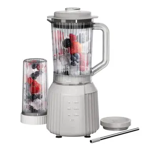 Thyme & Table Countertop Blender Duo, 1100W, 57oz Tritan Pitcher, 6-Point Stainless Steel Blade, 25oz To-Go Cup with Smart Seal™ Lid and Straw, Sand White