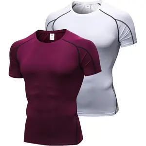 BASIC SUPPLY Sports & Outdoor Men's Compression Shirts Short Sleeve Athletic Compression Tops Cool Dry Workout T Shirt Sports Base Layer Undershirt Activewear