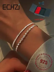 S925 Sterling Silver Beads Decor Layered Bracelet, Double Layer Link Bracelet, High Quality Bracelet, Elegant Jewelry Bracelet, Elegant Accessory for Any Occasion, Valentine's Day, Gift
