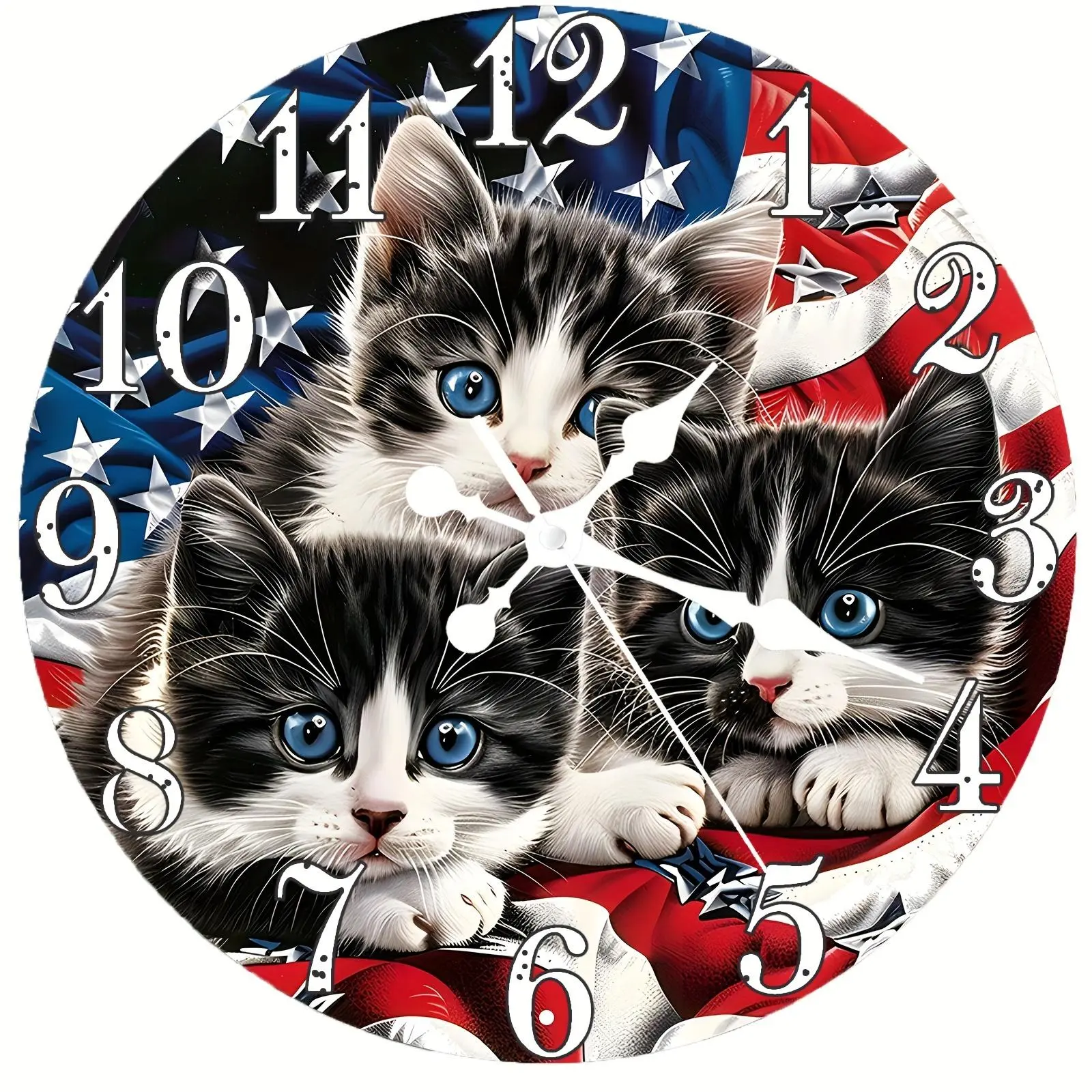 Kitten Pattern Wooden Wall Clock, 1 Count Battery Powered Silent Round Wall Clock without Battery, Home Decor for Living Room Bedroom, Office Decor
