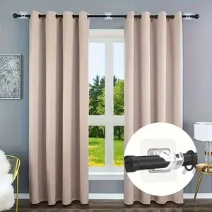 Self-Adhesive Curtain Rod Bracket Set, Curtain Rod Holders, Adjustable Wall Hooks, Plastic, Easy Installation, Home Decor, Kitchen, Bathroom, Bedroom