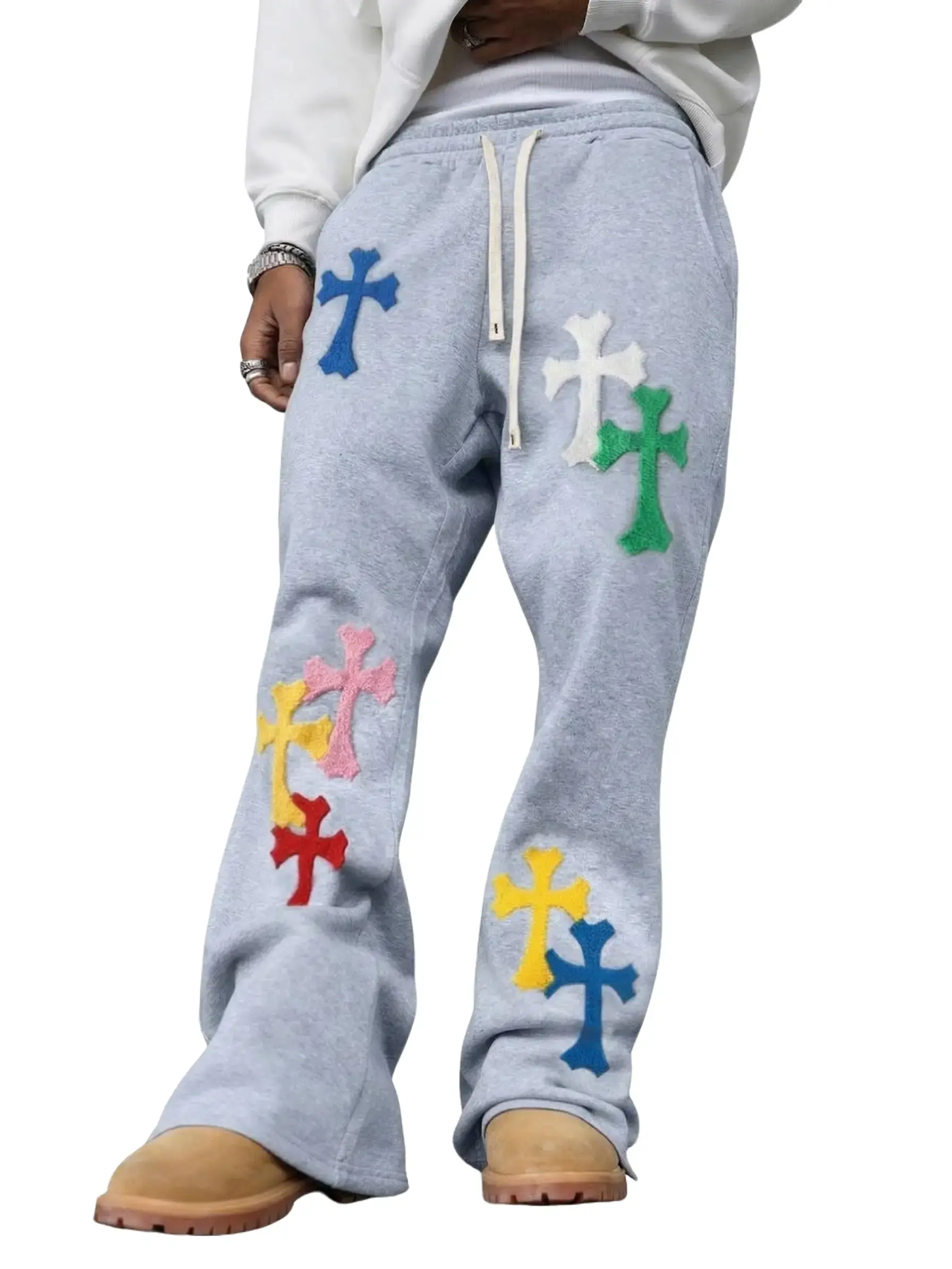 Male Sporty Chic Straight-Leg Pants for Athletes - Casual Athletic Jogging Pants with Graphic Print, Adjustable Drawstring Waist, Easy to Wear, Suitable for All Seasons, Outdoor Sports & Leisure
