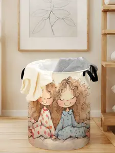 Girls Print Laundry Basket with Handles, Durable and Foldable Large Capacity Storage Bin for Toys and Clothes, Ideal Home Organizer, Portable Storage Basket