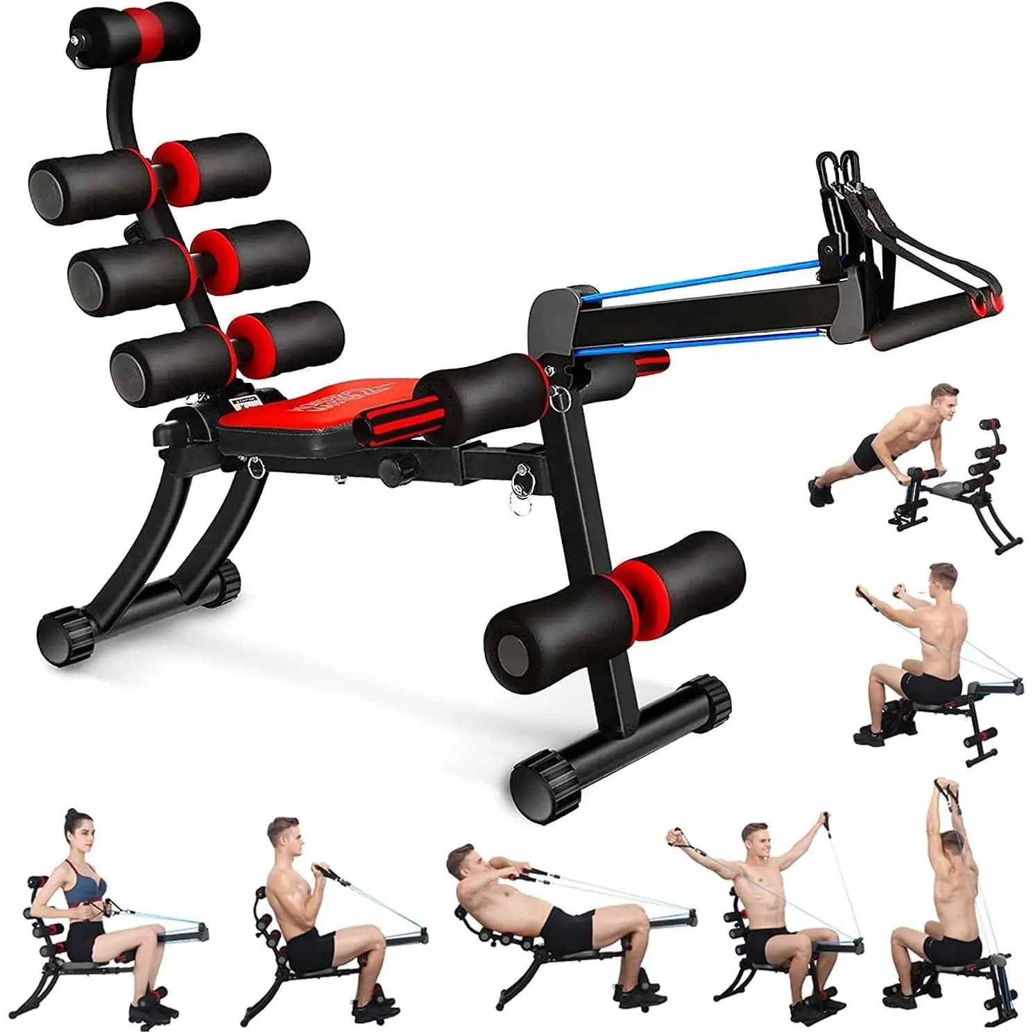 22-in-1 Foldable Adjustable Rowing Machine for Home Gym, Lightweight Compact Core Workout Equipment with 22 Different Training Ways for Core Strength & Abdominal Training, Core Workouts