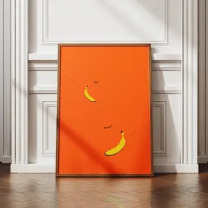 Banana Buddies Print: Funky Orange Home Decor, Positive Vibes, Home Decor, Wall Art, Unframed Poster