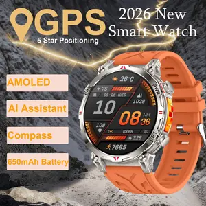 2026 New GPS Smartwatch for Men, Outdoor Sports Tracker, Ai Voice Assistant, Ipx8 Waterproof, Amoled Screen, Fitness Data Tracking