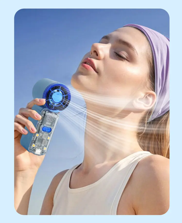 6-Core Turbo Portable Handheld Fan, Brushless Motor 13000RPM Powerful Airflow Pocket Fan, Long Lasting Battery, Lightweight Personal Fan for Women Men Summer Gift