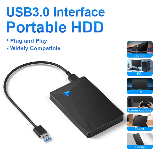 High-Speed USB 3.0 Portable External Hard Drive, Desktop Storage Drive, Ultra Slim Shockproof Plug & Play HDD for PC, Mac, TV, Office File Backup, Phone Data Transfer with Adapter, Game Storage Expansion for Game Consoles, 1TB/500GB/320GB/250GB,EAGET