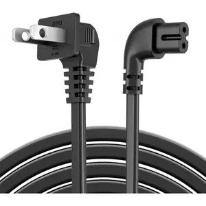 10 ft TV Power Cord 90 Degree Angled L-Shaped Cable Fit for Samsung, LG, TCL, Sony, Apple, Insignia, Sharp, Panasonic, Toshiba, JVC, Hisense, Vizio, Roku TV Replacement