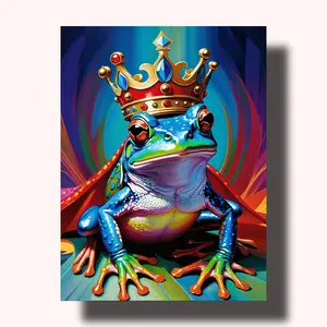 Frog Prince Paint by Numbers Kit Whimsical Fairy Tale DIY Painting Art Set with Vibrant Colors Royal Crown Design Zero Skills Needed Quality Acrylic Paints