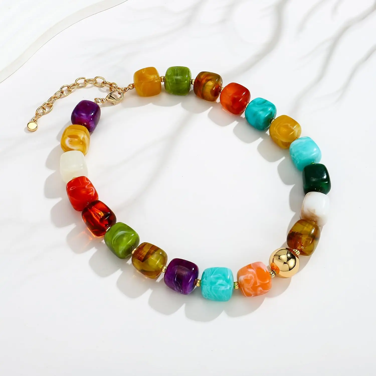 Colorful Chunky Necklaces for Women Trendy Multicolor Large Square Beads Necklace Boho Chunky Statement Choker Necklaces Y2K Summer Colorful Chunky Necklaces for Women Trendy Multicolor Large Square Beads Necklace Boho Chunky Statement Choker Necklaces Y2K Summer