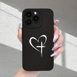 Heart Cross Pattern Phone Case with a Premium Matte Feel, Newly Popular, Offers Full Lens Protection, Shockproof, Drop-Resistant, And Fingerprint-Proof. Suitable for IPhone17 11 12 13 14 15 16 Pro Max Ai It Can Be a Gift for Friends, Both Male And Female.